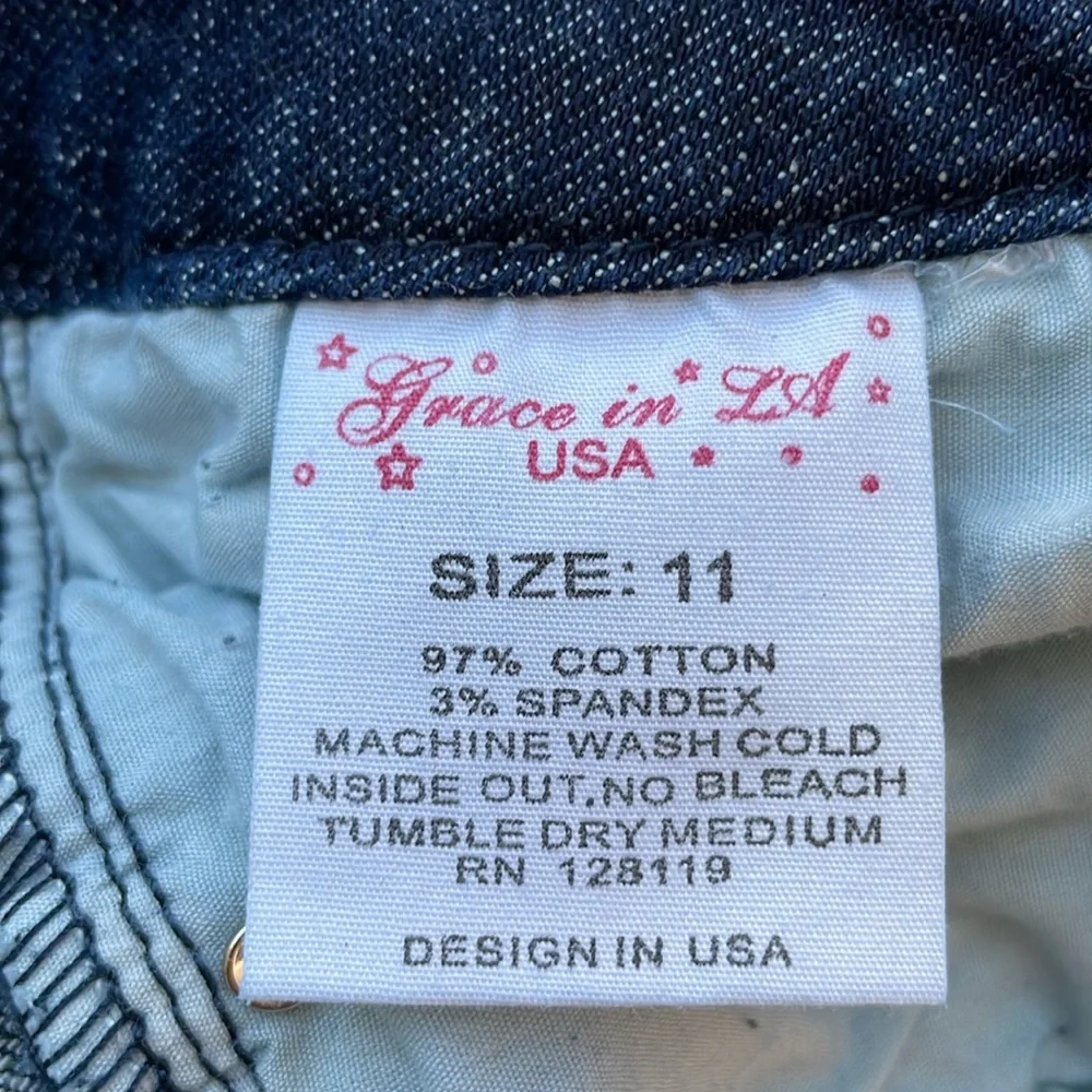 Grace in LA Low Rise Embellished Waisted Jeans. Waist Size 30. Size 11.